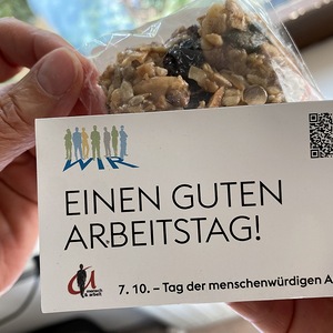 'Einen guten Arbeitstag!' samt kleiner Stärkung