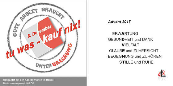 Advent 2017, 'tu was - kauf nix'